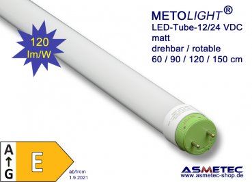 METOLIGHT LED-Röhre-SCE-12_24VDC-RM,  60 cm, 10 Watt, T8, 1100 lm, matt, kaltweiß